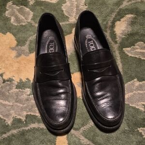 Tod's Classic Black Leather Slip-On Loafers